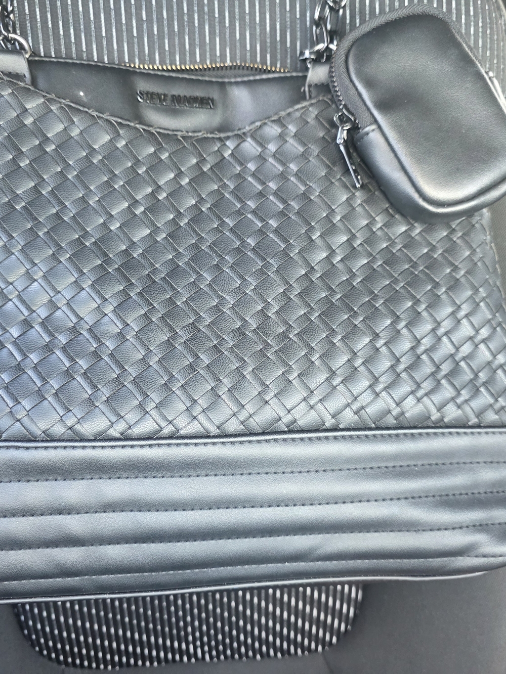 Steve Madden Black Woven Tote Bag